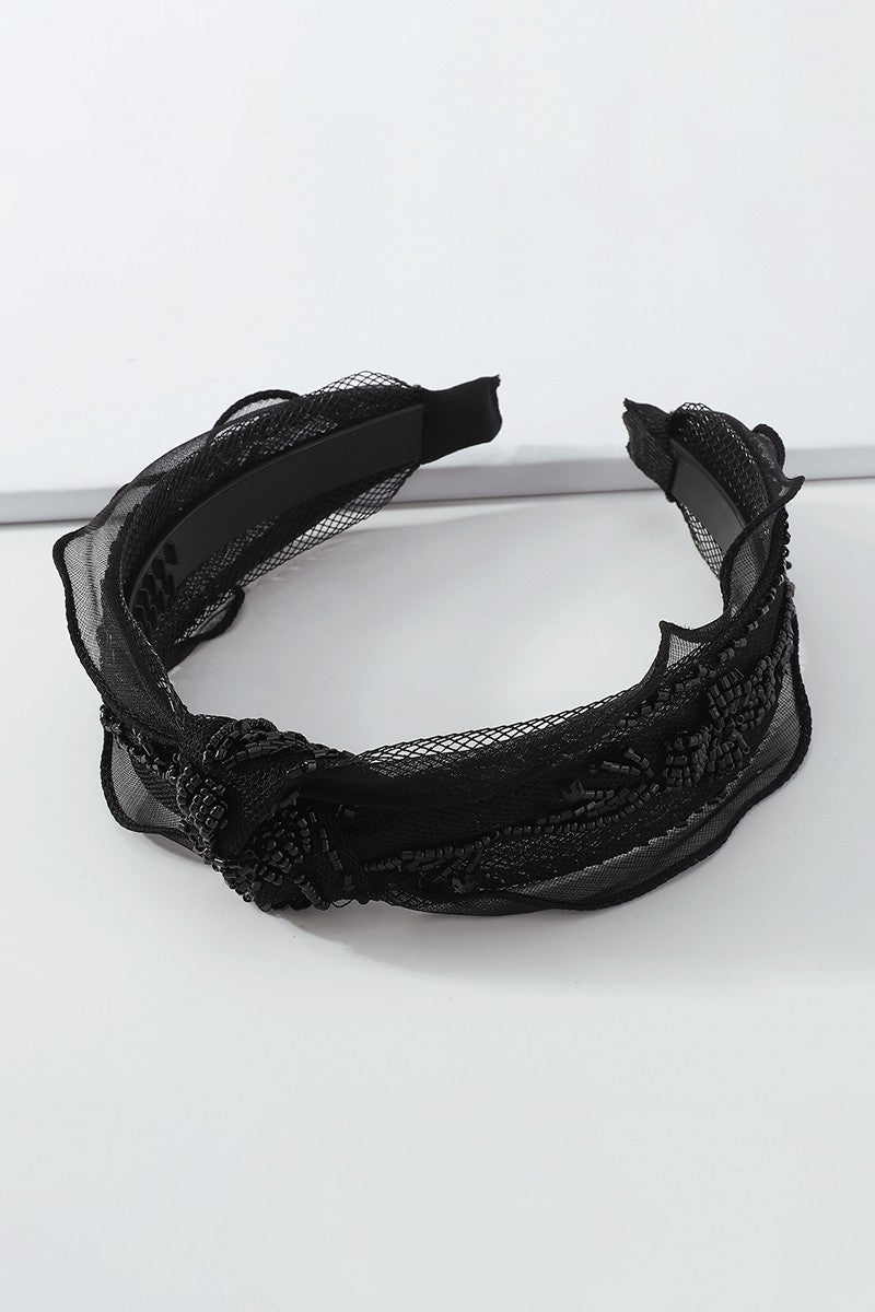 Lacy Black Headband