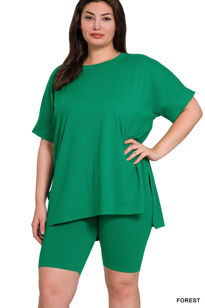 Lazy Day Set (Plus) Round Neck